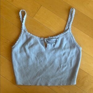La Hearts Blue Sleeveless Crop Tie Front Tank Top